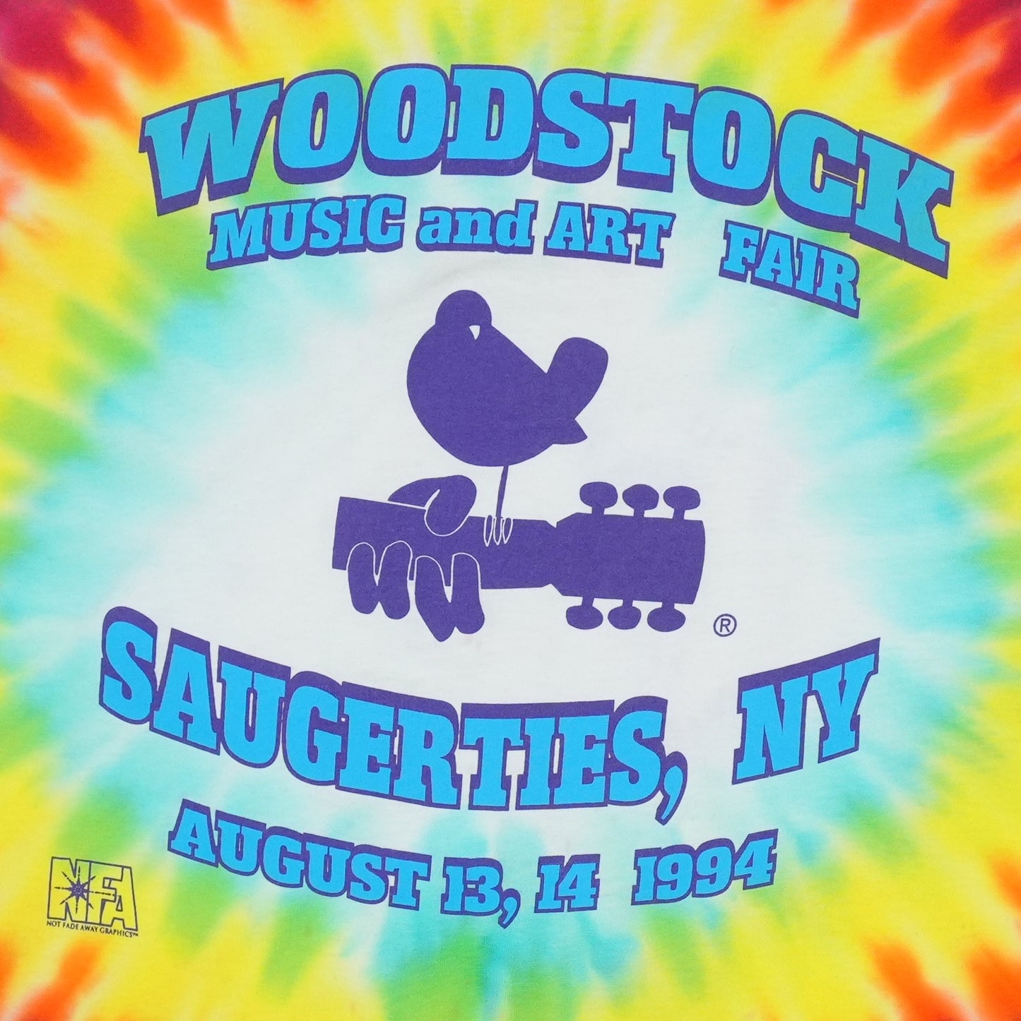 1994 Woodstock Music Festival Tie Dye Concert Shirt