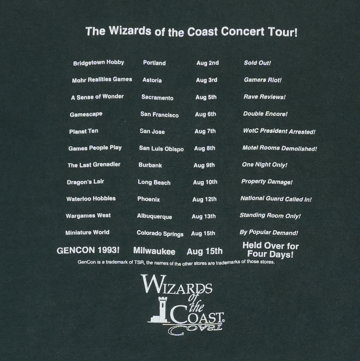 1993 Magic The Gathering Garfield Games Shirt