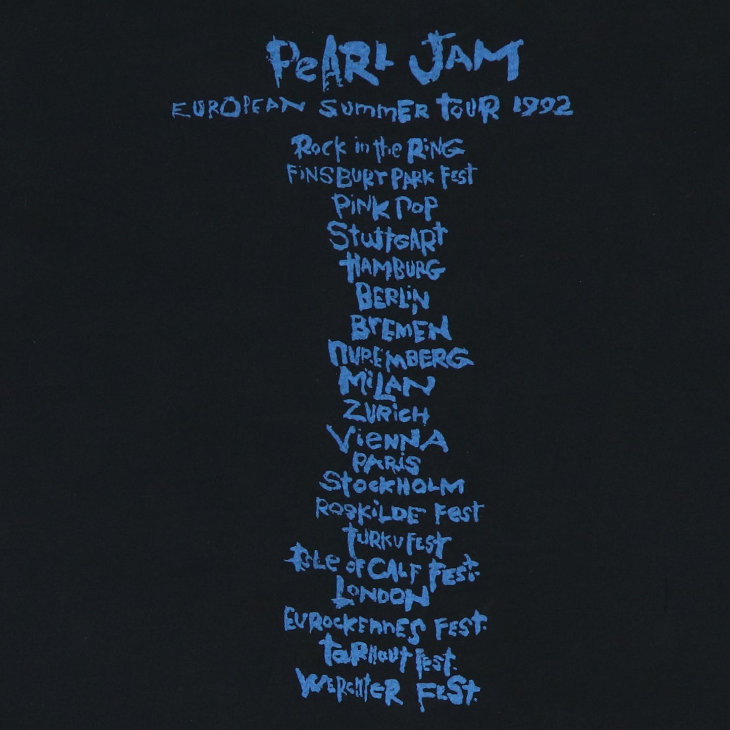 1992 Pearl Jam European Tour Shirt