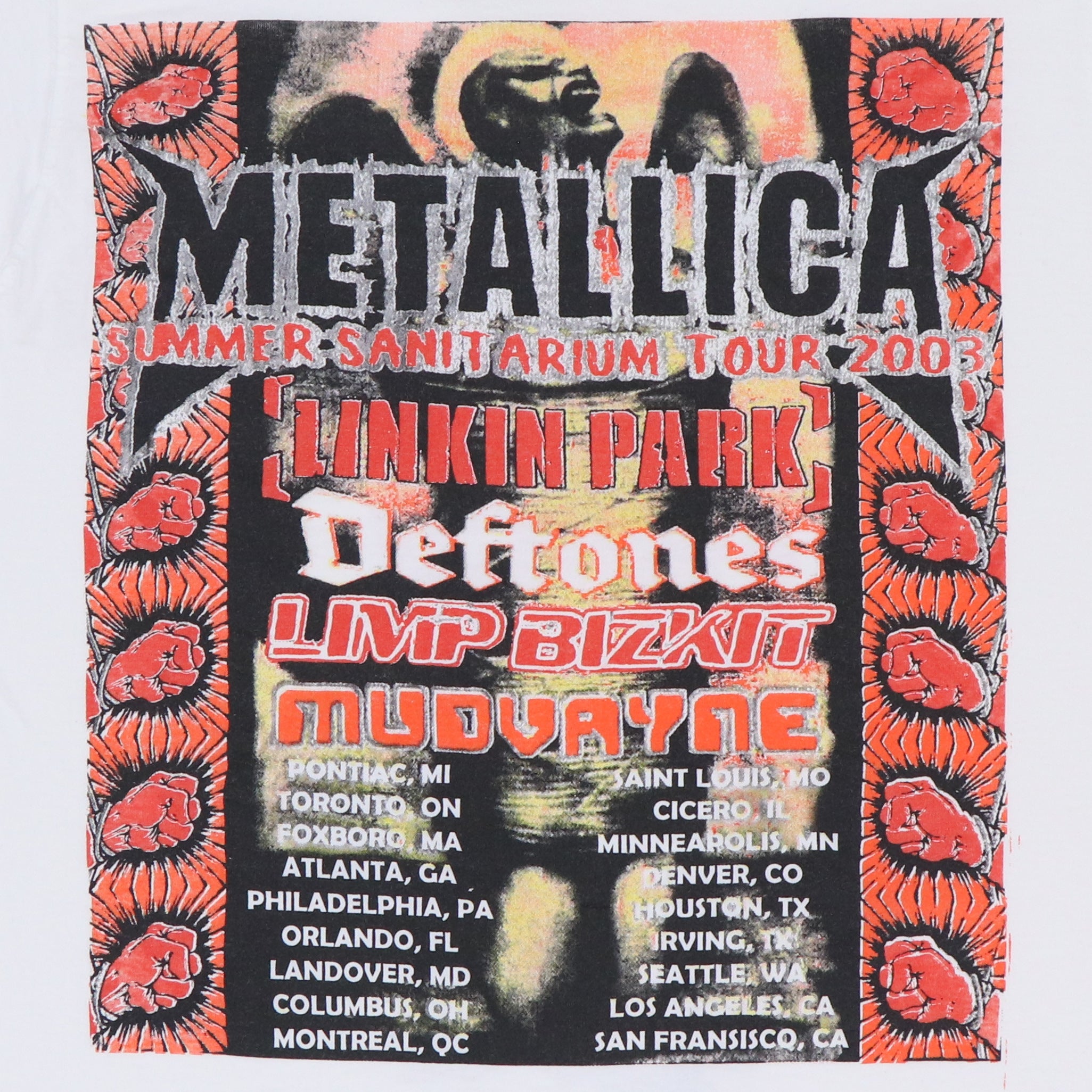 トップス 00s LLICA SUMMER SANITARIUM 2003 Vintage Metallica Summer