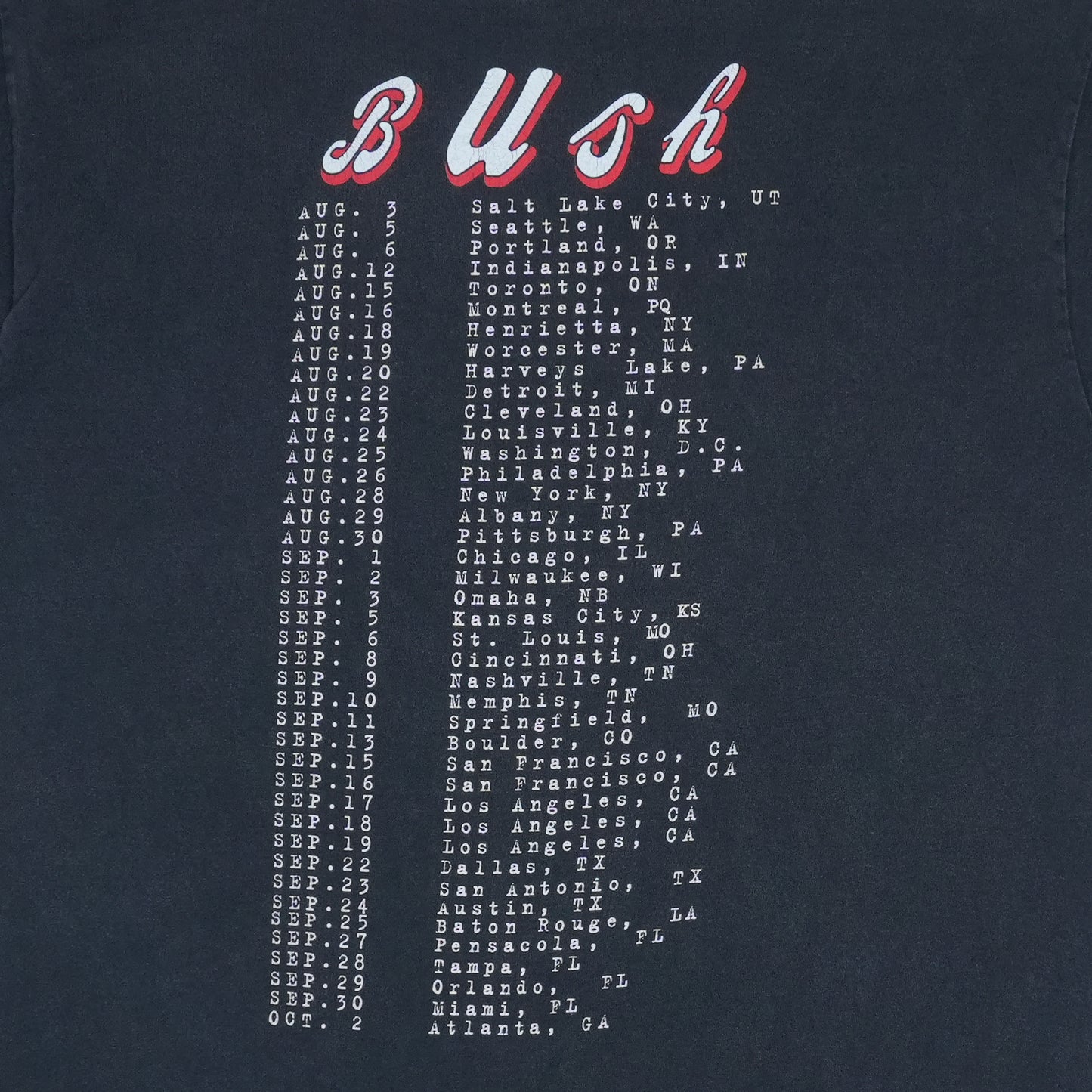 1995 Bush Sixteen Stone Tour Shirt Detail
