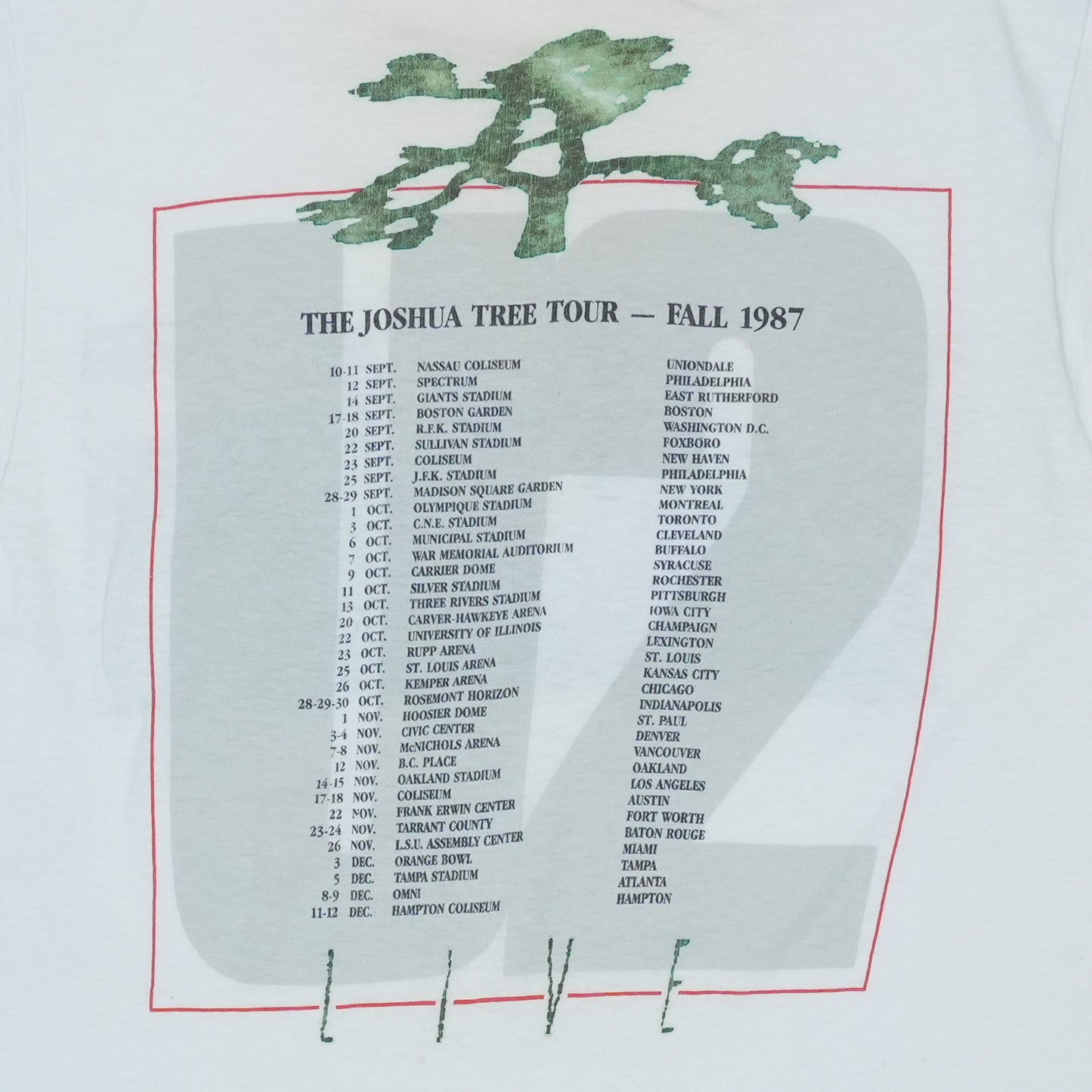 1987 U2 Joshua Tree Tour Shirt Detail