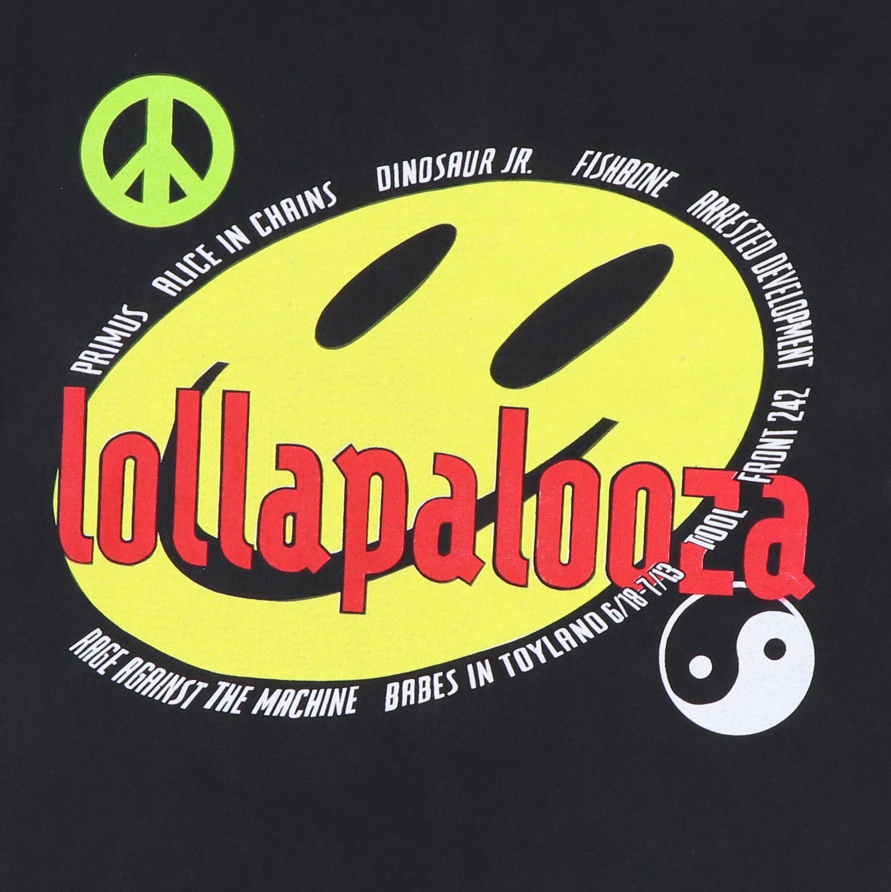 Vintage 1993 Lollapalooza Tour T-Shirt sz X-Large Black