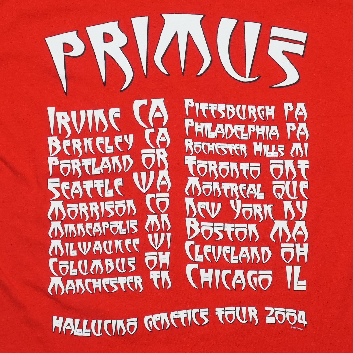 2004 Primus Hallucino-Genetics Tour Shirt Back Graphic