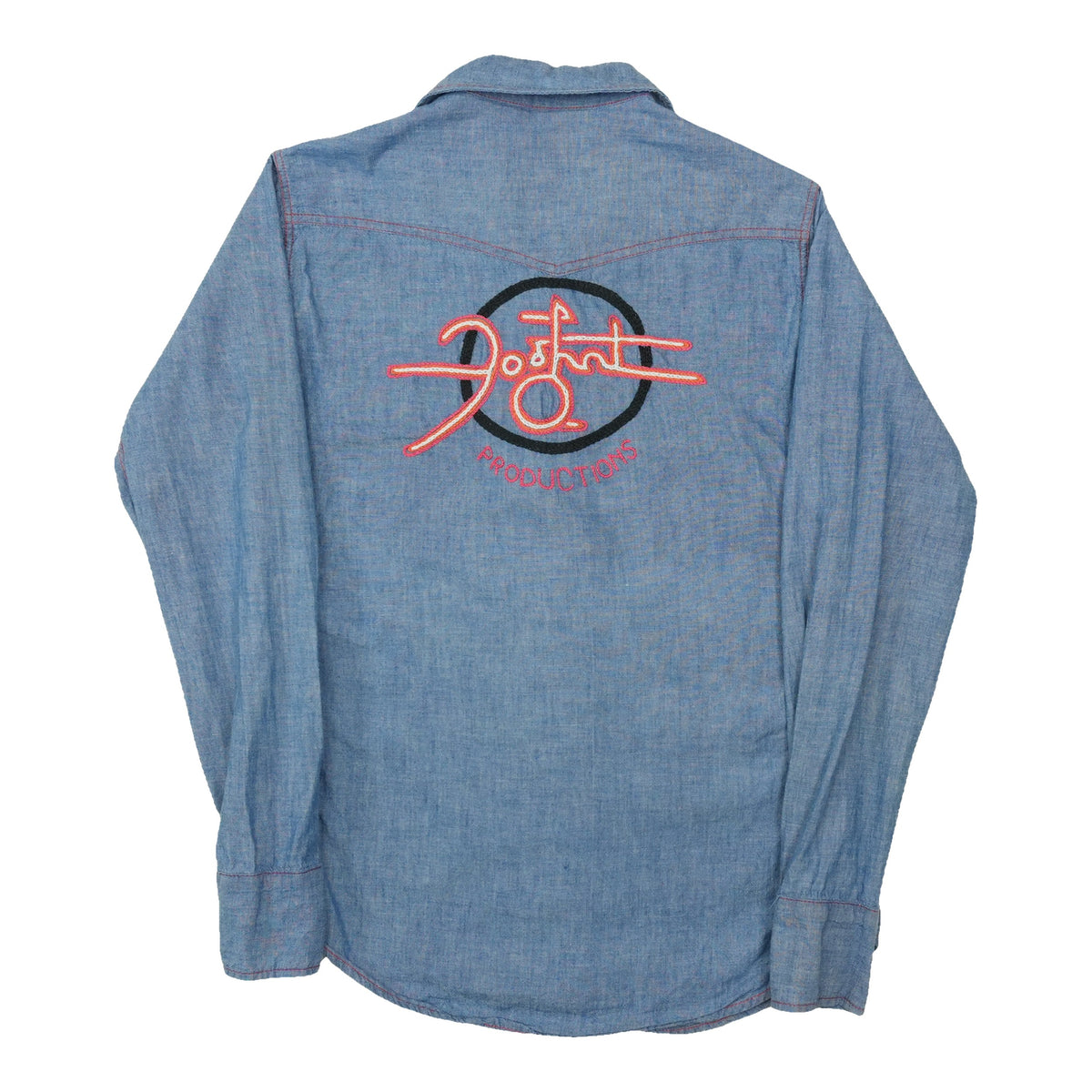 1970s Foghat Embroidered Chambray Button Up Shirt