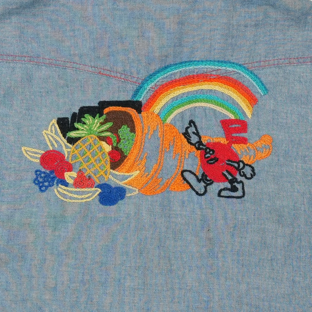 1970s Koplik And Finkel Embroidered Chambray Button Up Shirt
