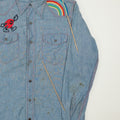 1970s Koplik And Finkel Embroidered Chambray Button Up Shirt