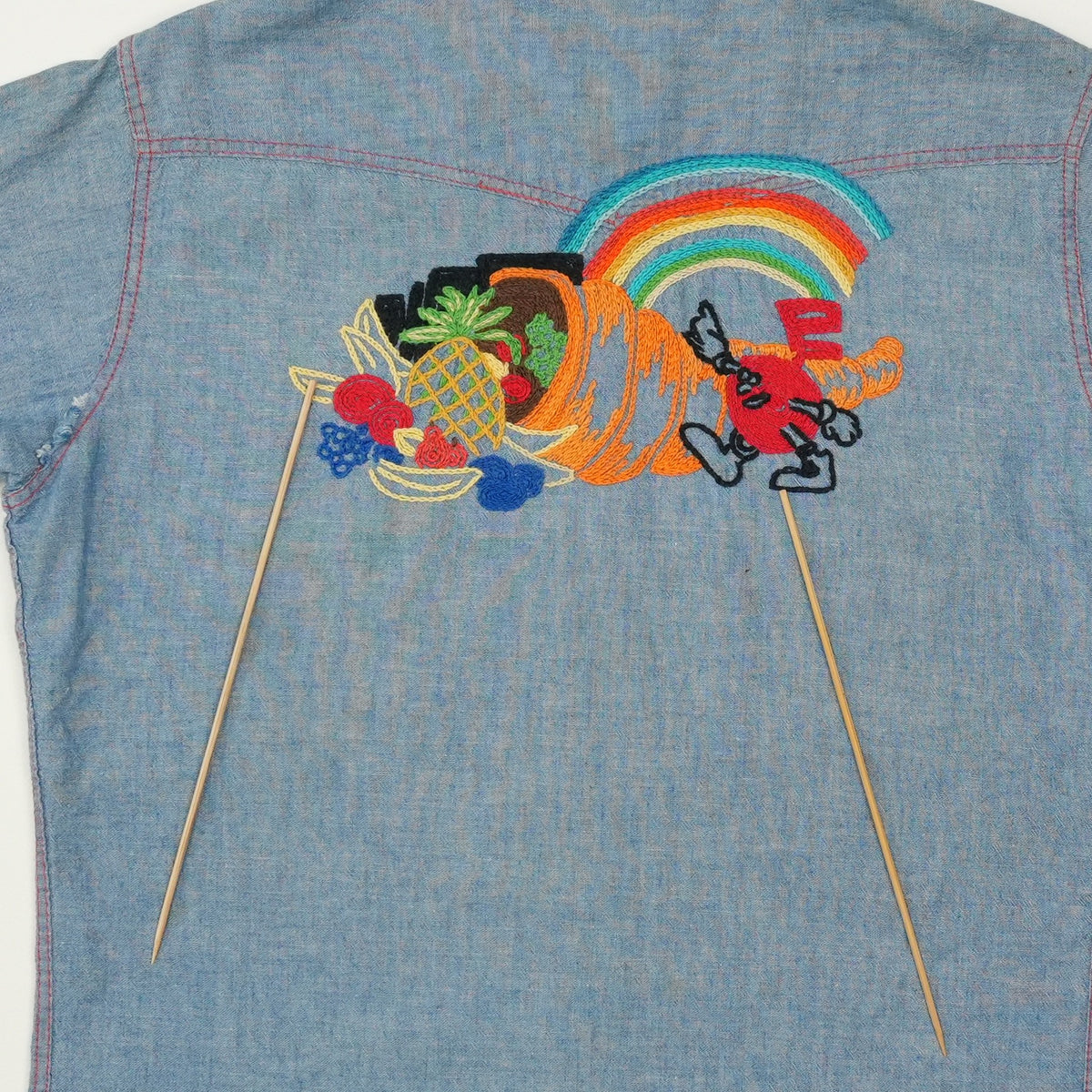 1970s Koplik And Finkel Embroidered Chambray Button Up Shirt