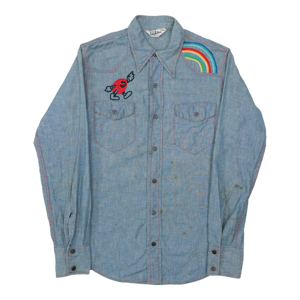 1970s Koplik And Finkel Embroidered Chambray Button Up Shirt