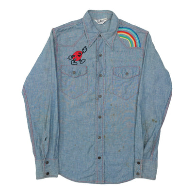 1970s Koplik And Finkel Embroidered Chambray Button Up Shirt