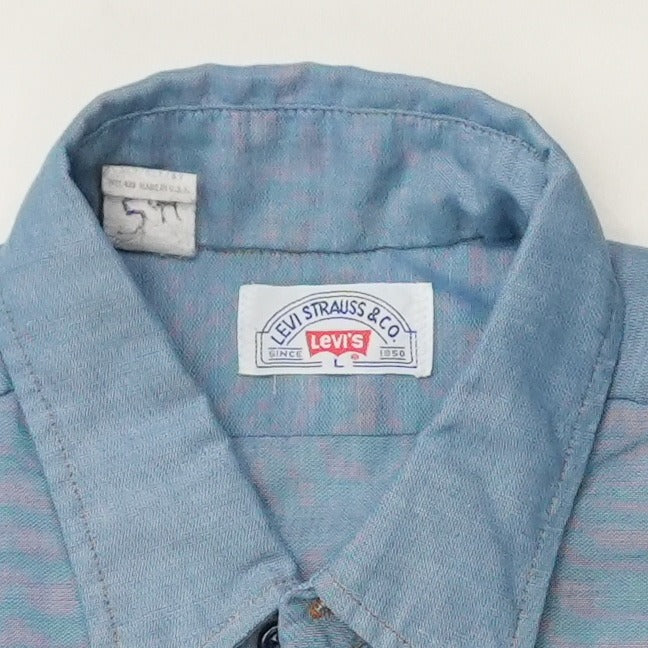 1970s Levis Orange Tab Chambray Button Up Shirt