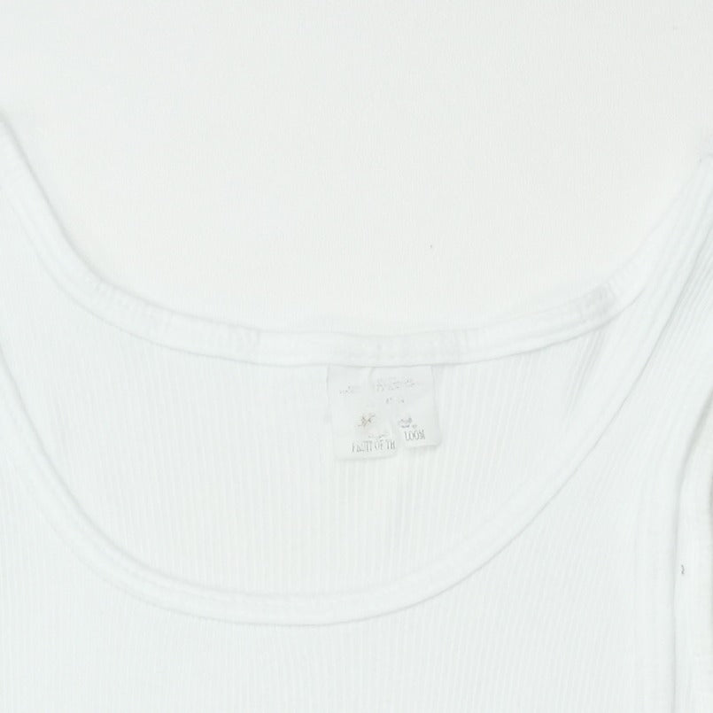 1970s Vintage White Ribbed Tank Top