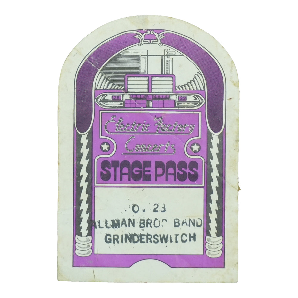 1970s Allman Brothers Band Electric Factory Concerts Stage Pass front