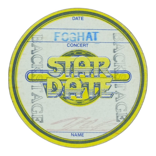 1970s Foghat Star Date Backstage Pass front