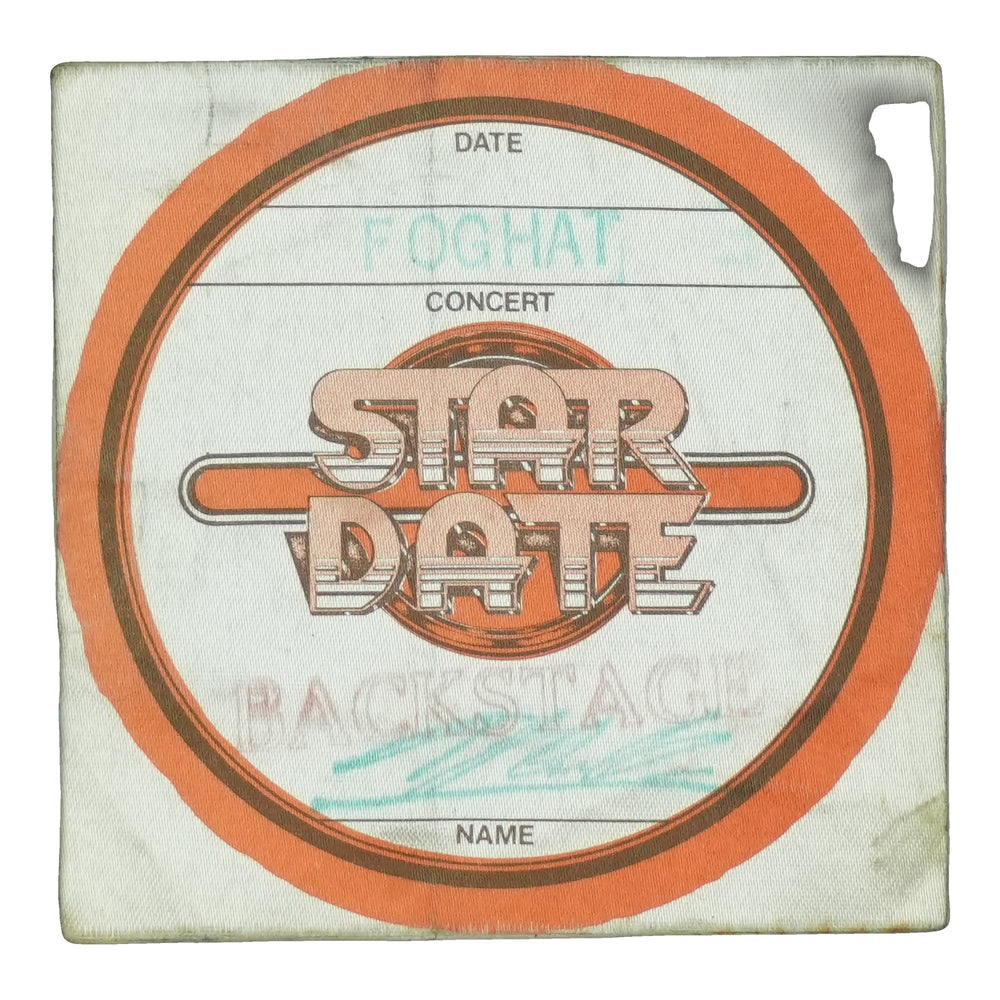 1970s Foghat Star Date Backstage Pass front