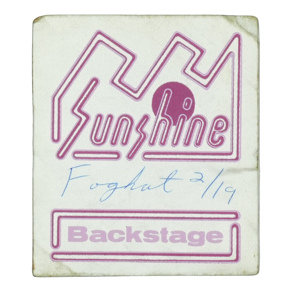 1970s Foghat Sunshine Promotions Backstage Pass front