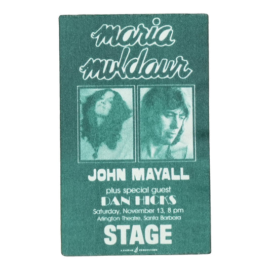 1970s Maria Muldaur John Mayall Stage Backstage Pass front