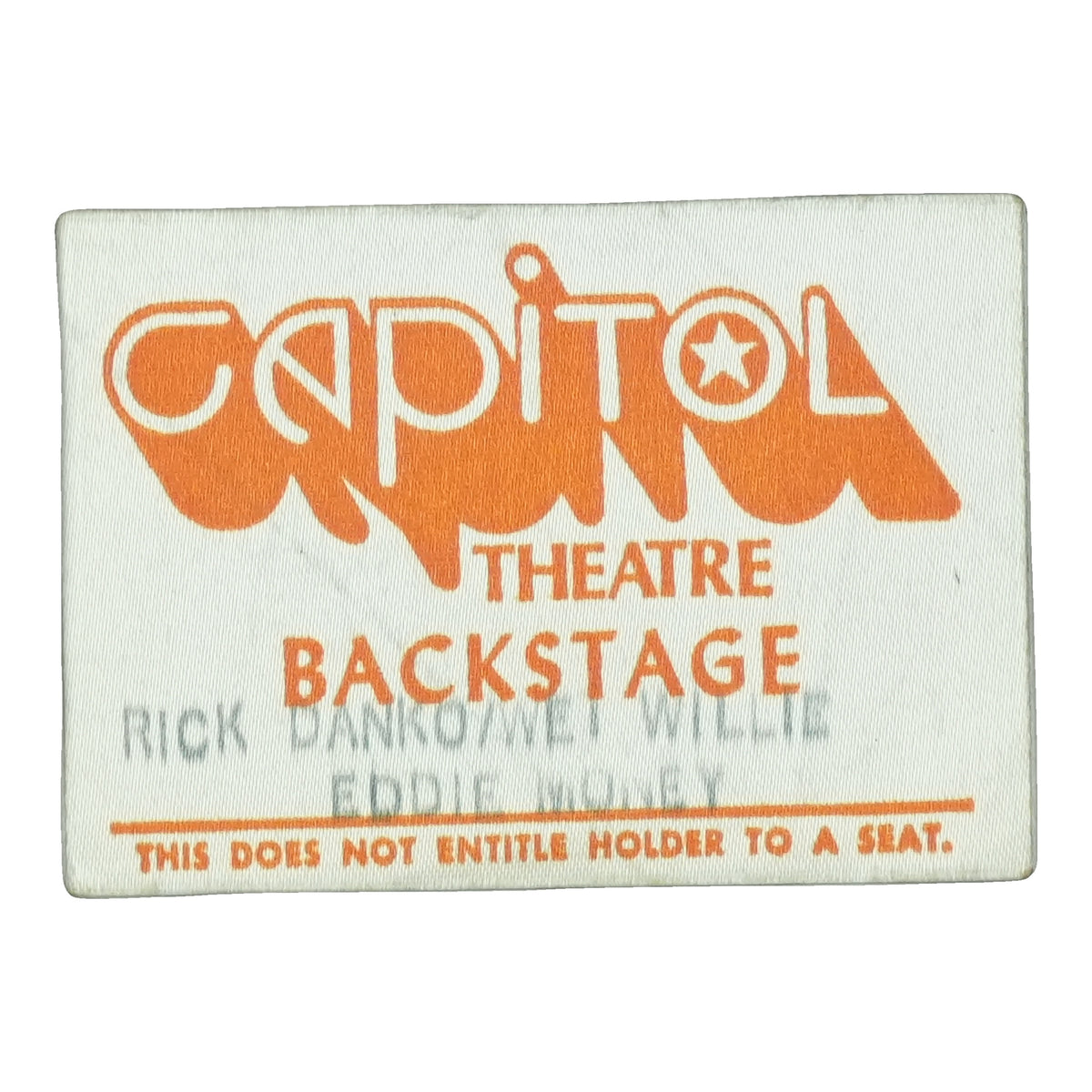 1970s Rick Danko Capitol Theatre Backstage Pass front