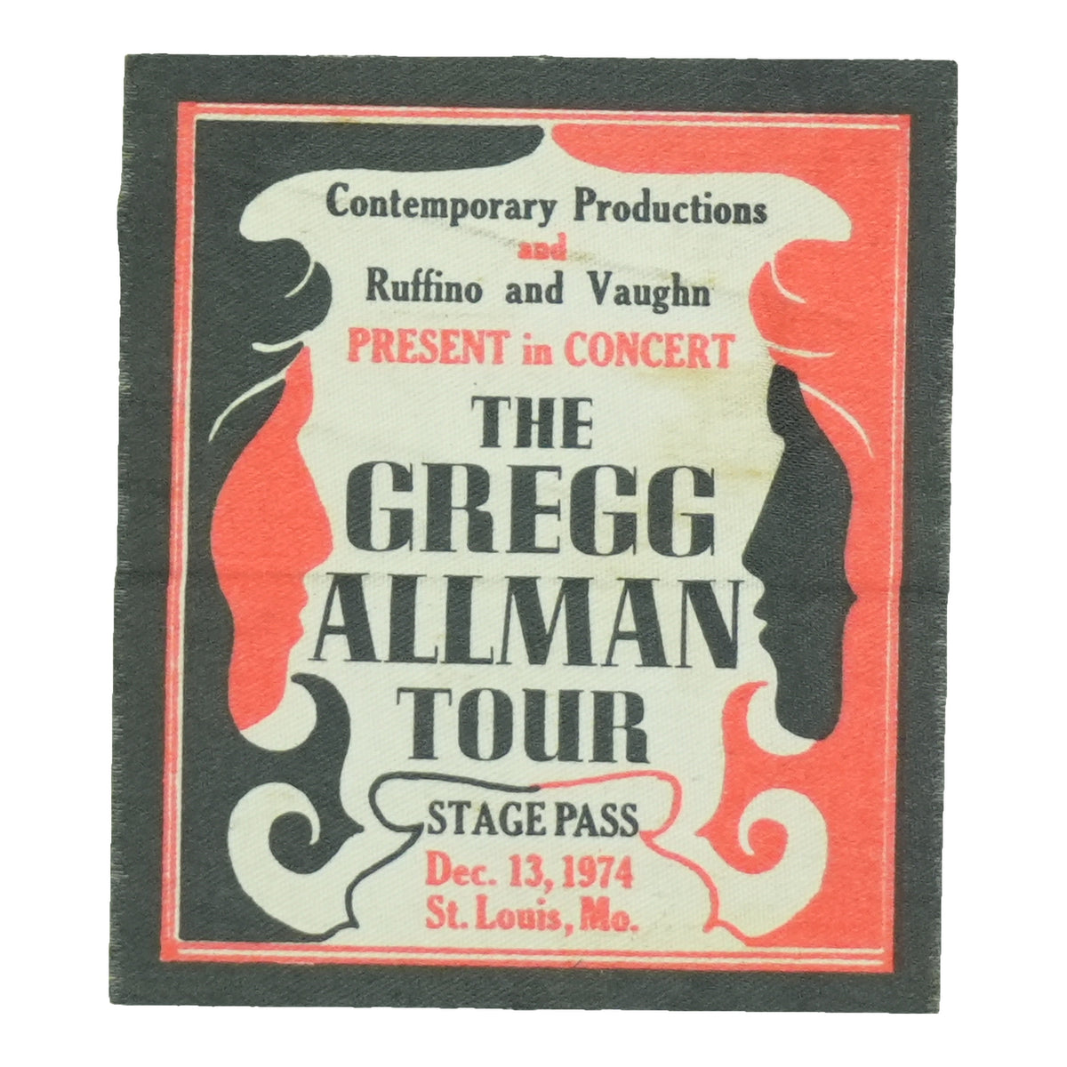 1974 Gregg Allman Tour St Louis Stage Pass front
