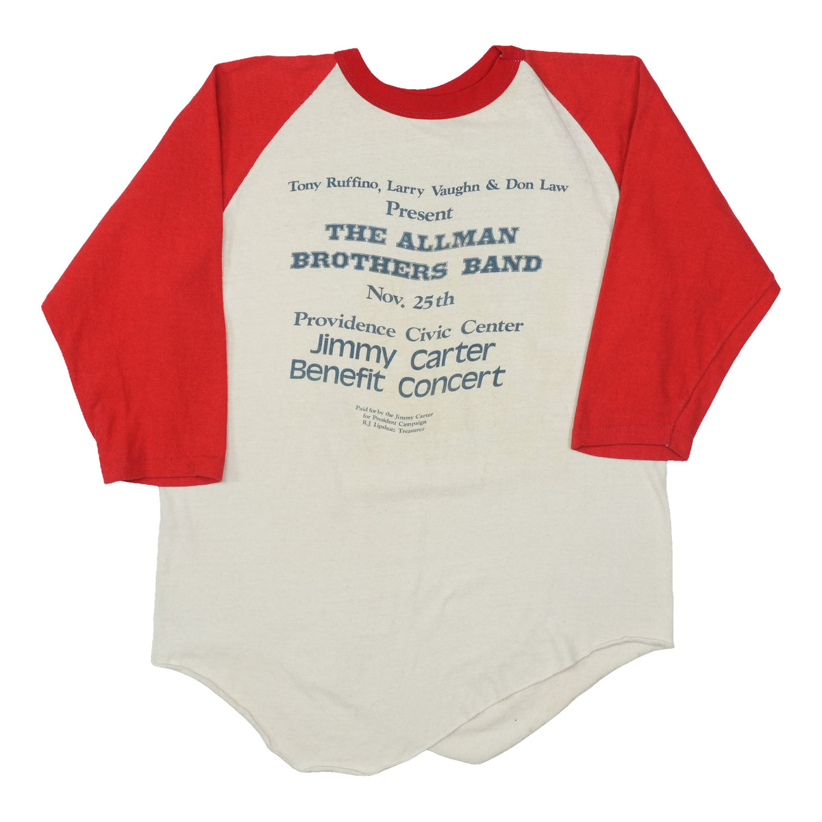 1975 Allman Brothers Band Jimmy Carter Benefit Providence Jersey Shirt