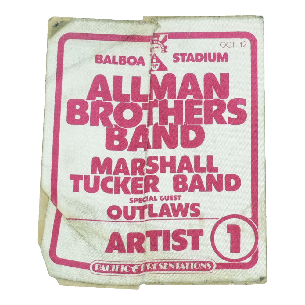 1975 Allman Brothers Band Balboa Stadium Artist Pass front