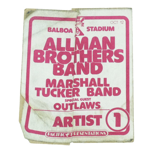 1975 Allman Brothers Band Balboa Stadium Artist Pass front