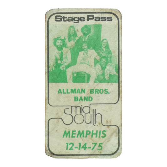 1975 Allman Brothers Band Mid South Memphis Stage Pass front