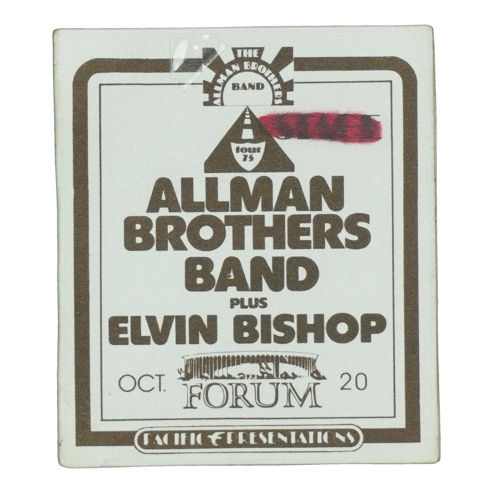 1976 Allman Brothers Band Los Angeles Forum Backstage Pass front