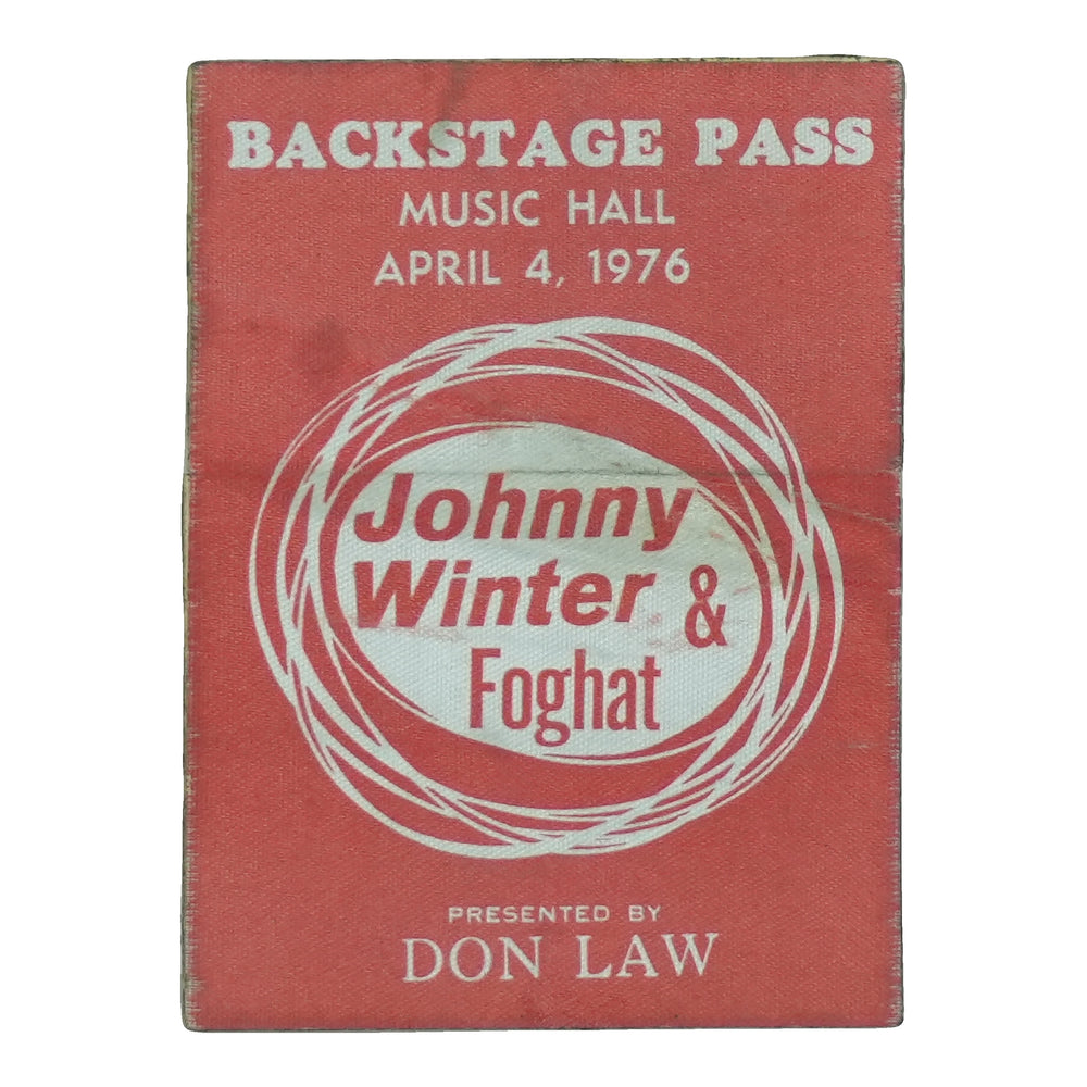 1976 Johnny Winter Foghat Music Hall Backstage Pass front