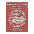1976 Johnny Winter Foghat Music Hall Backstage Pass front
