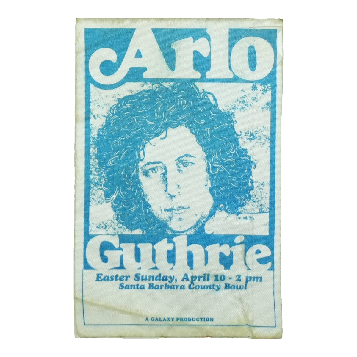 1977 Arlo Guthrie Santa Barbara County Bowl Backstage Pass front
