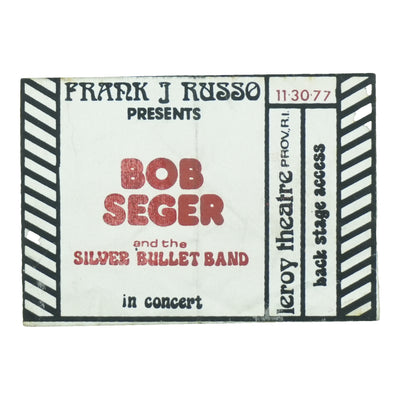 1977 Bob Seger Leroy Theatre Providence Backstage Pass