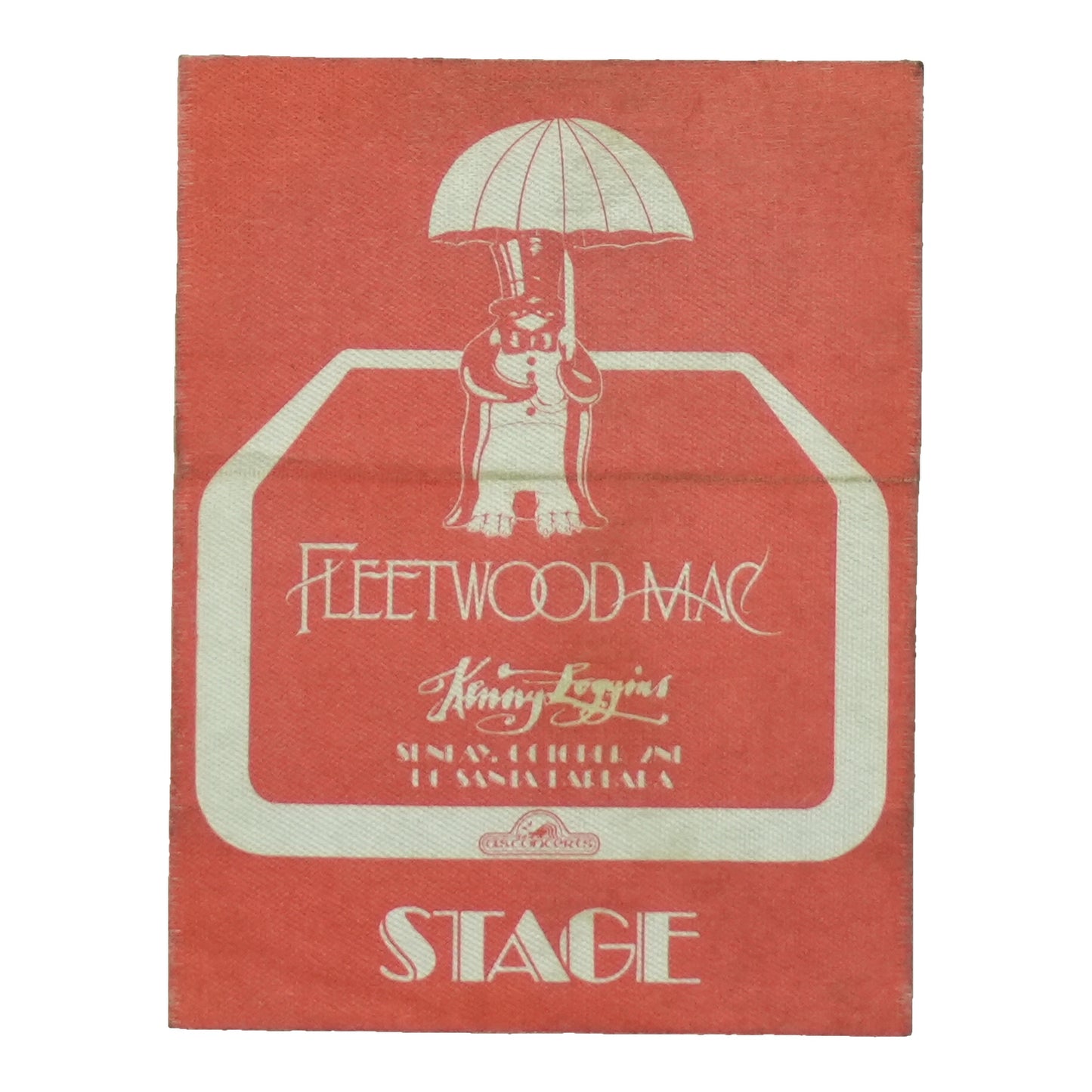 1977 Fleetwood Mac UC Santa Barbara Stage Pass front
