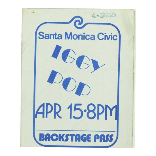 1977 Iggy Pop Santa Monica Civic Backstage Pass front