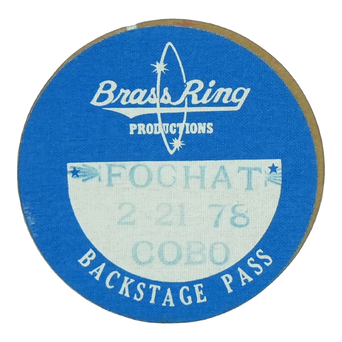1978 Foghat Cobo Hall Backstage Pass front