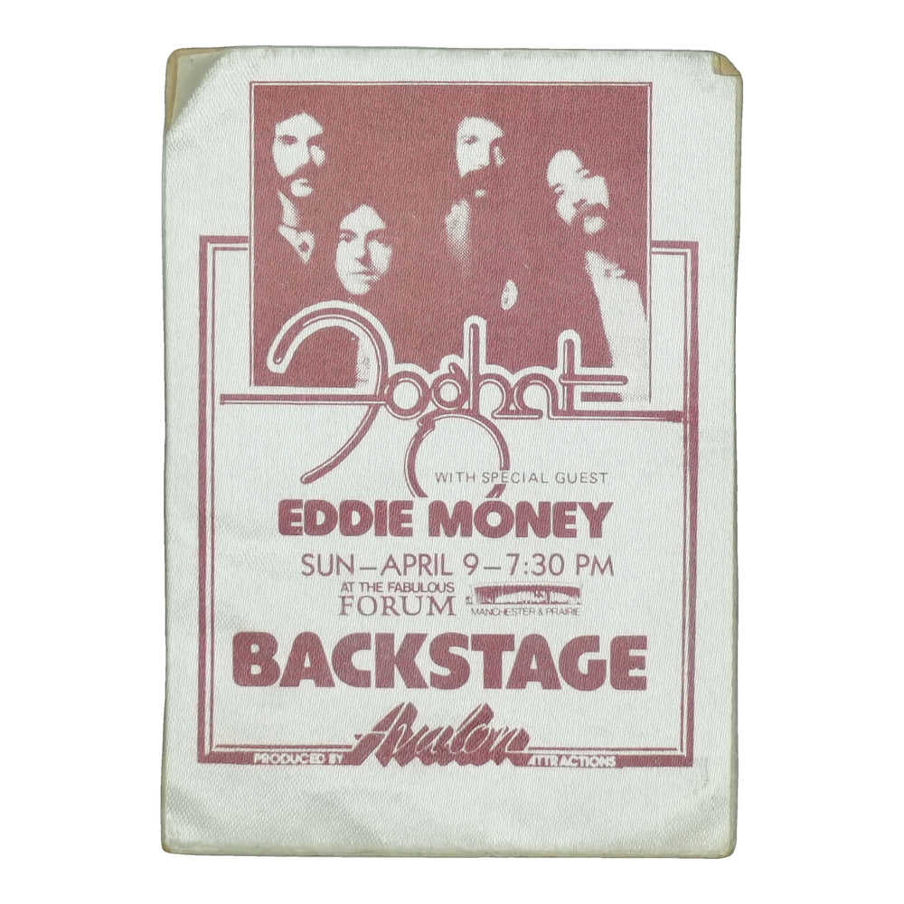 1978 Foghat Eddie Money Forum Backstage Pass front