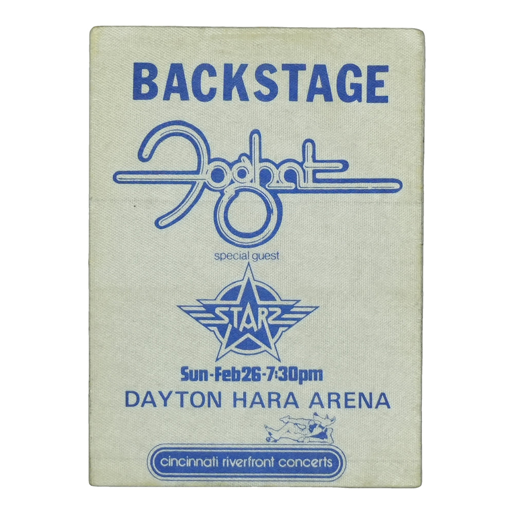 1978 Foghat Starz Dayton Hara Arena Backstage Pass front