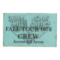 1978 Hall And Oates Fall Tour Crew Pass front