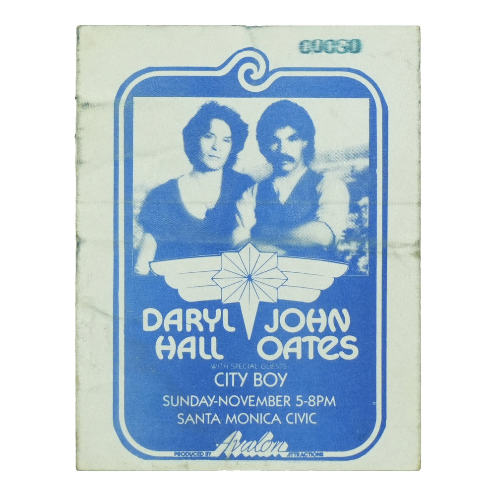 1978 Hall And Oates Santa Monica Civic Backstage Pass front