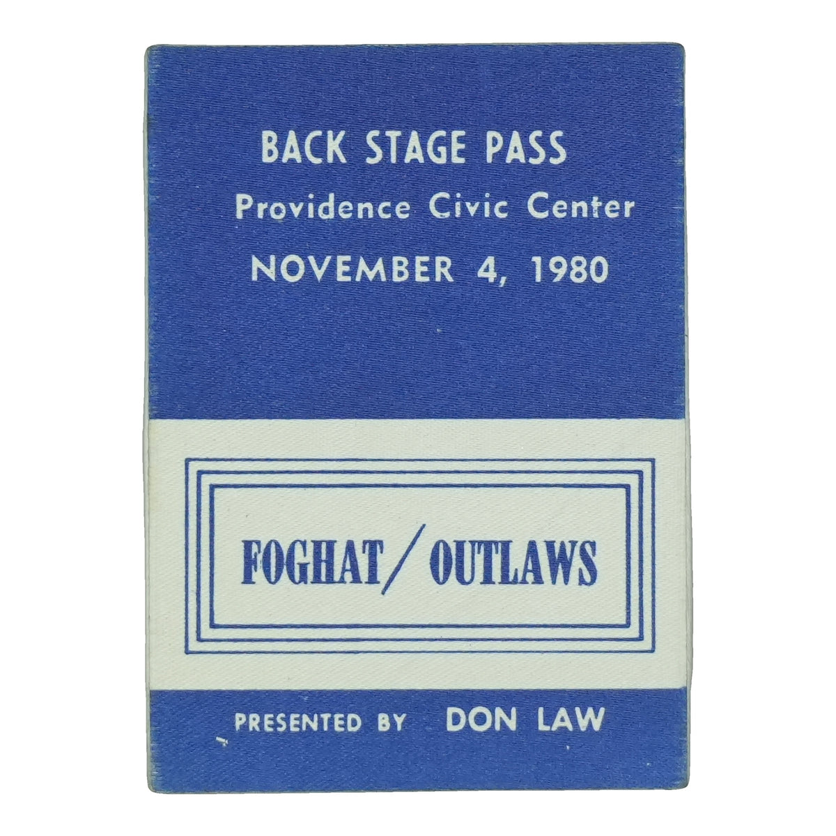 1980 Foghat Outlaws Providence Civic Center Backstage Pass front