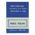 1980 Foghat Outlaws Providence Civic Center Backstage Pass front