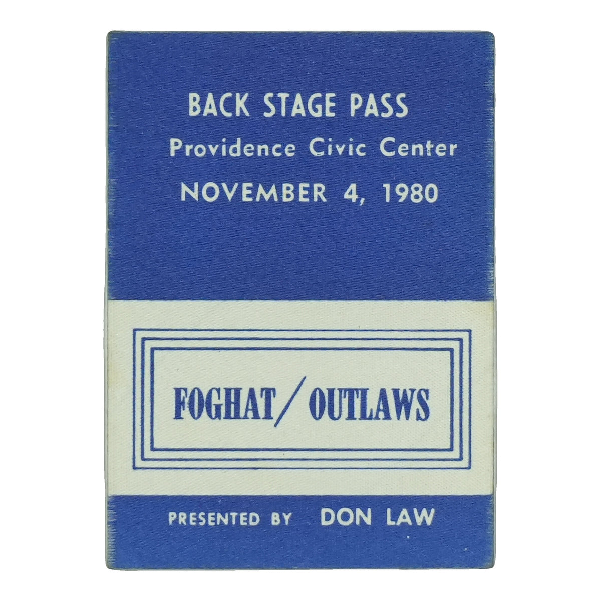 1980 Foghat Outlaws Providence Civic Center Backstage Pass front