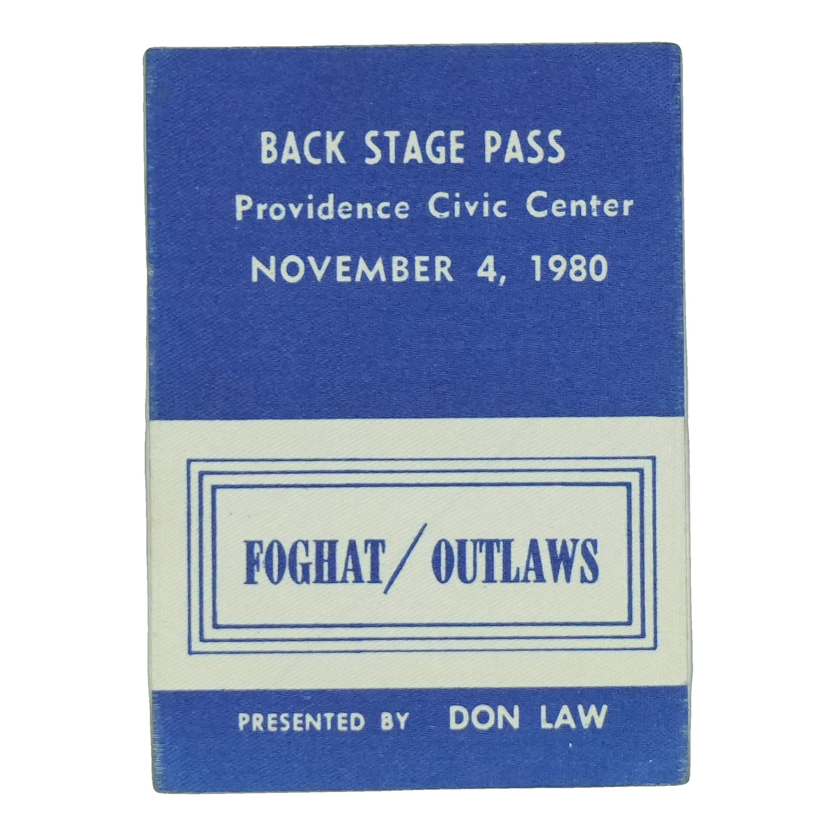 1980 Foghat Outlaws Providence Civic Center Backstage Pass front