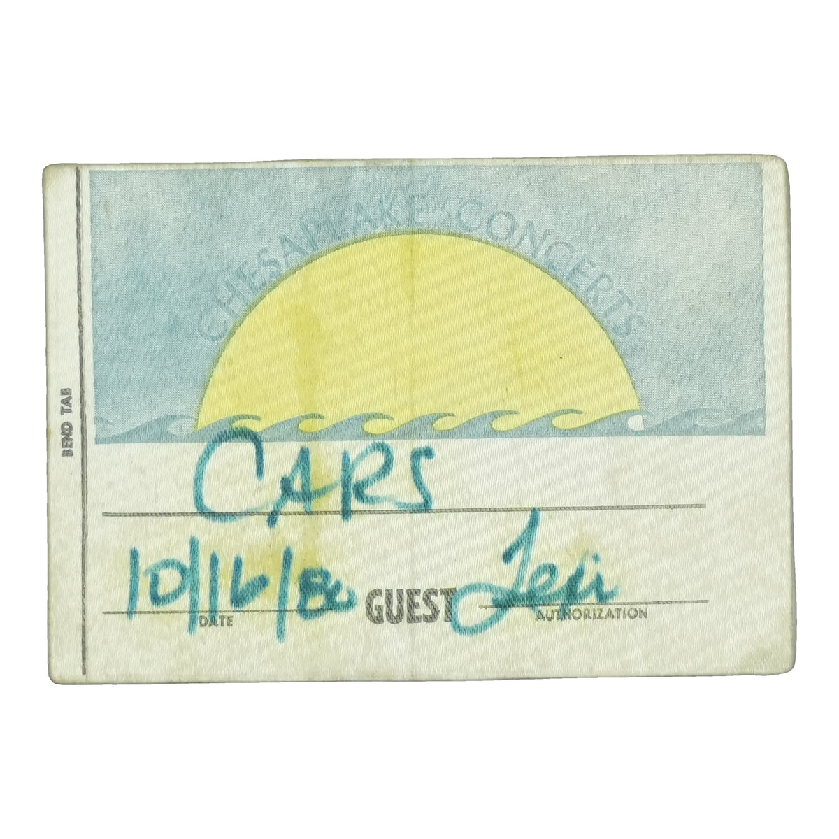 1980 The Cars Guest Backstage Pass front