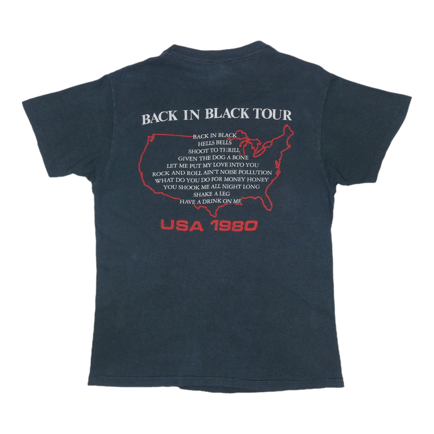 1980s ACDC Back In Black Tour Shirt Back