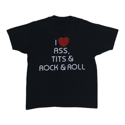 1980s I Love Tits Ass & Rock & Roll Shirt