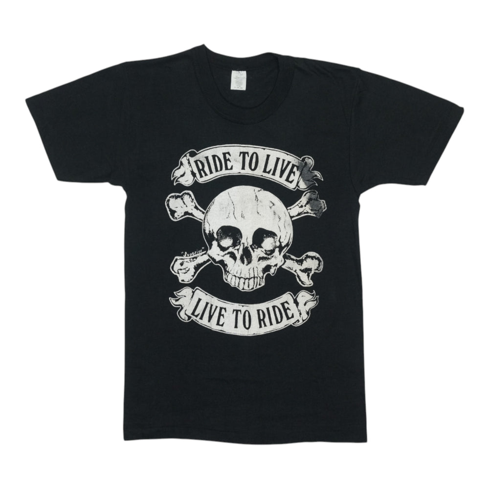 1980s Live To Ride Skull Motorcycle Shirt