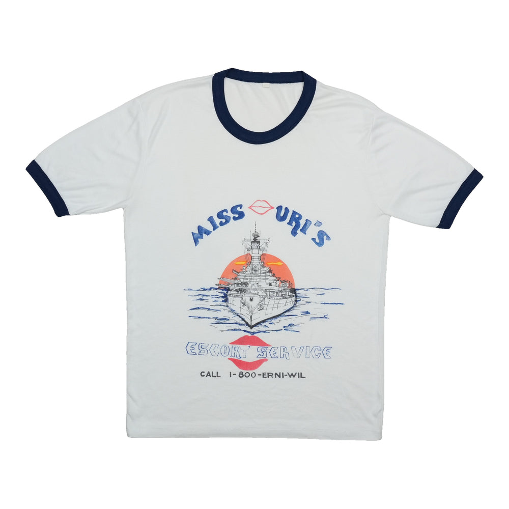 1980s Missouris Escort Service Battleship Ringer Tee