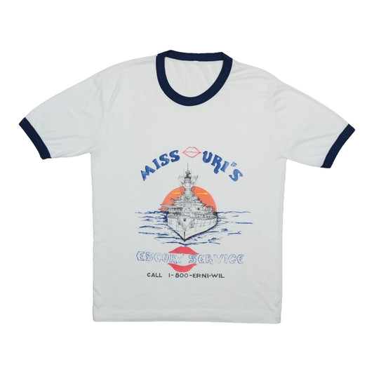 1980s Missouris Escort Service Battleship Ringer Tee