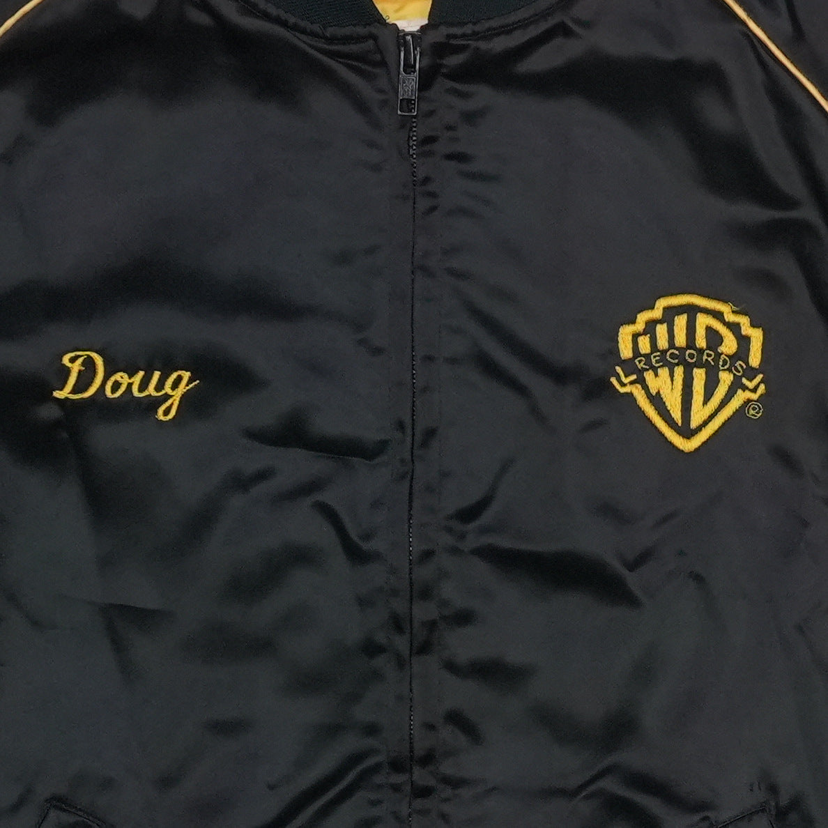 1980s Warner Bros Yellowjackets Satin Jacket Detail 2